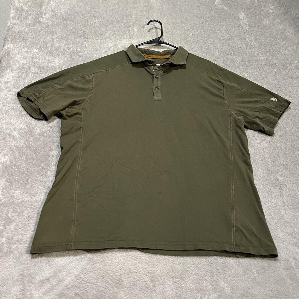Kuhl Wildfibre Polo Shirt Mens XL Green 100% Organic Cotton Hiking